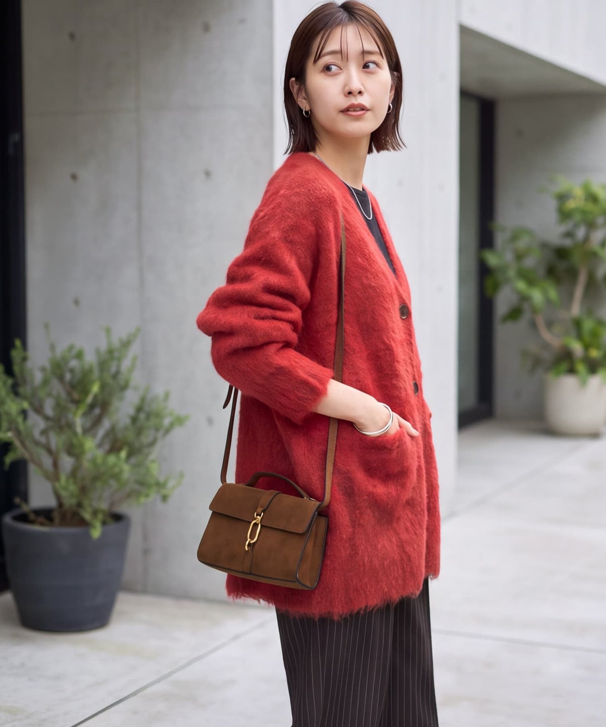 着用イメージ 163cm レッド