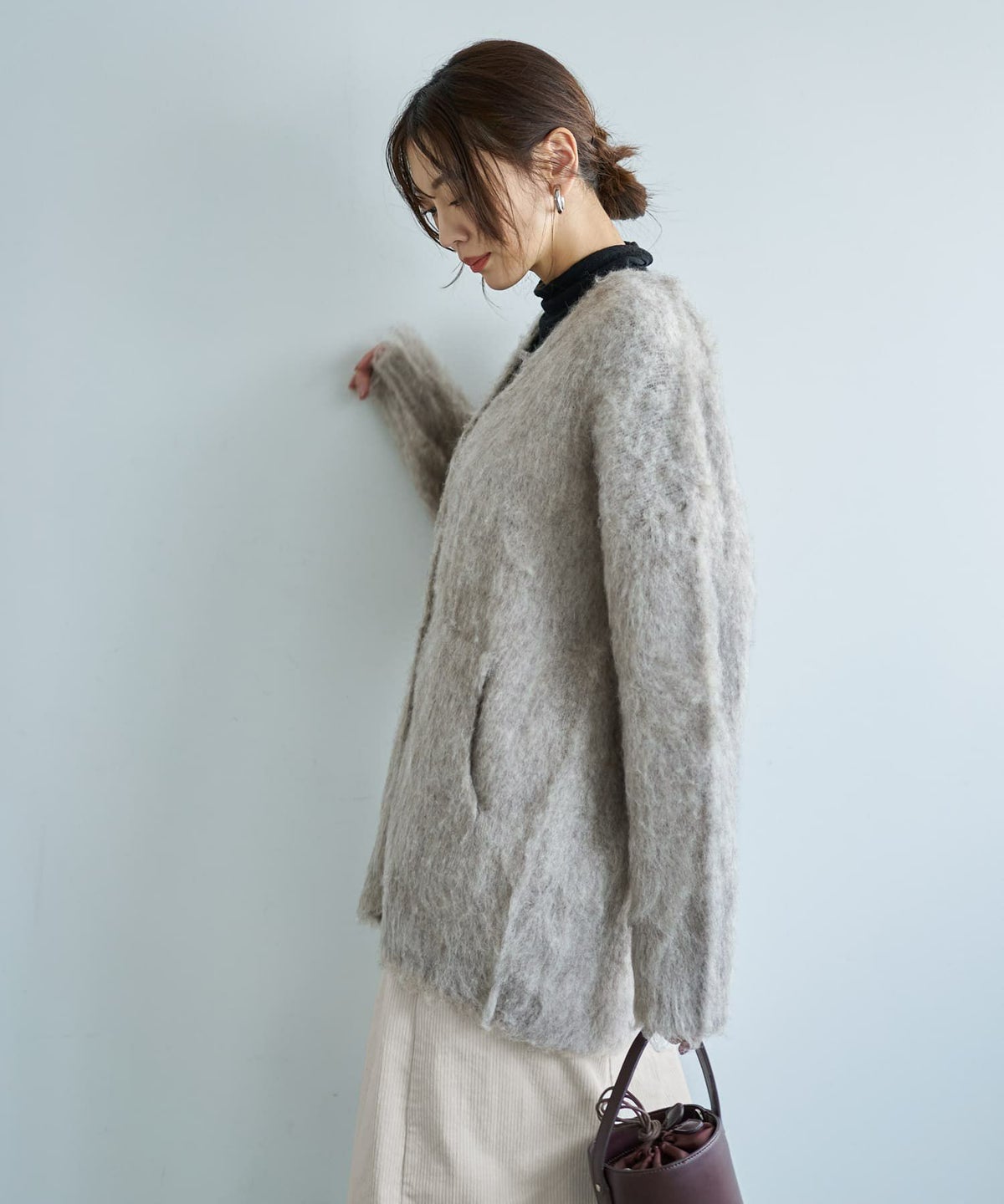 着用イメージ 166cm グレージュ