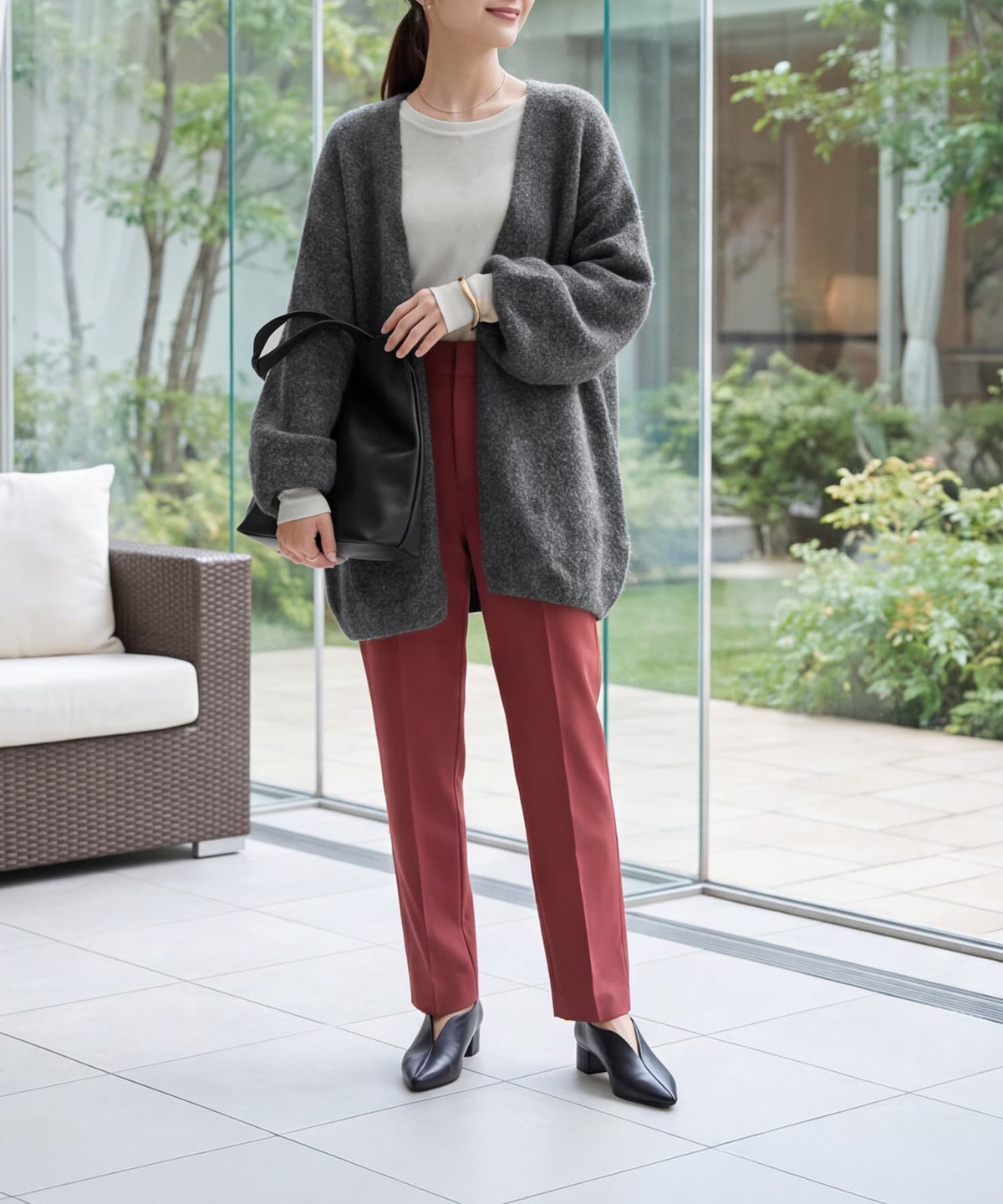 着用イメージ 163cm チャコール