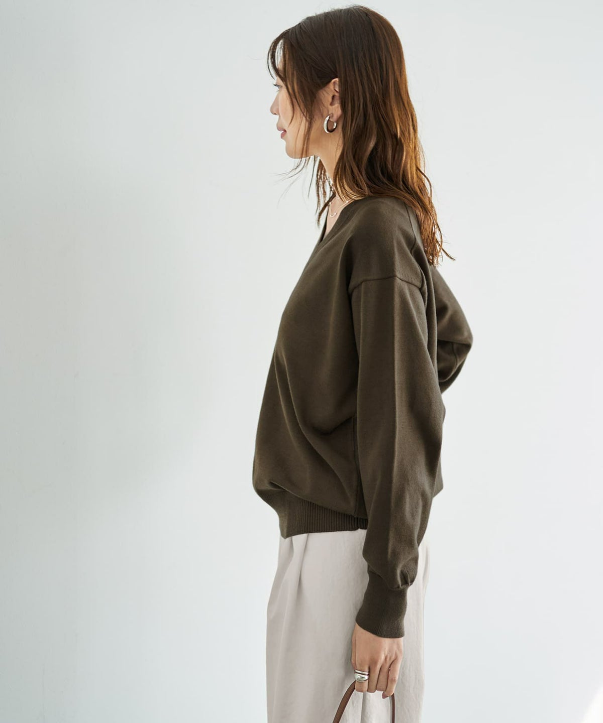 着用イメージ 166cm カーキ