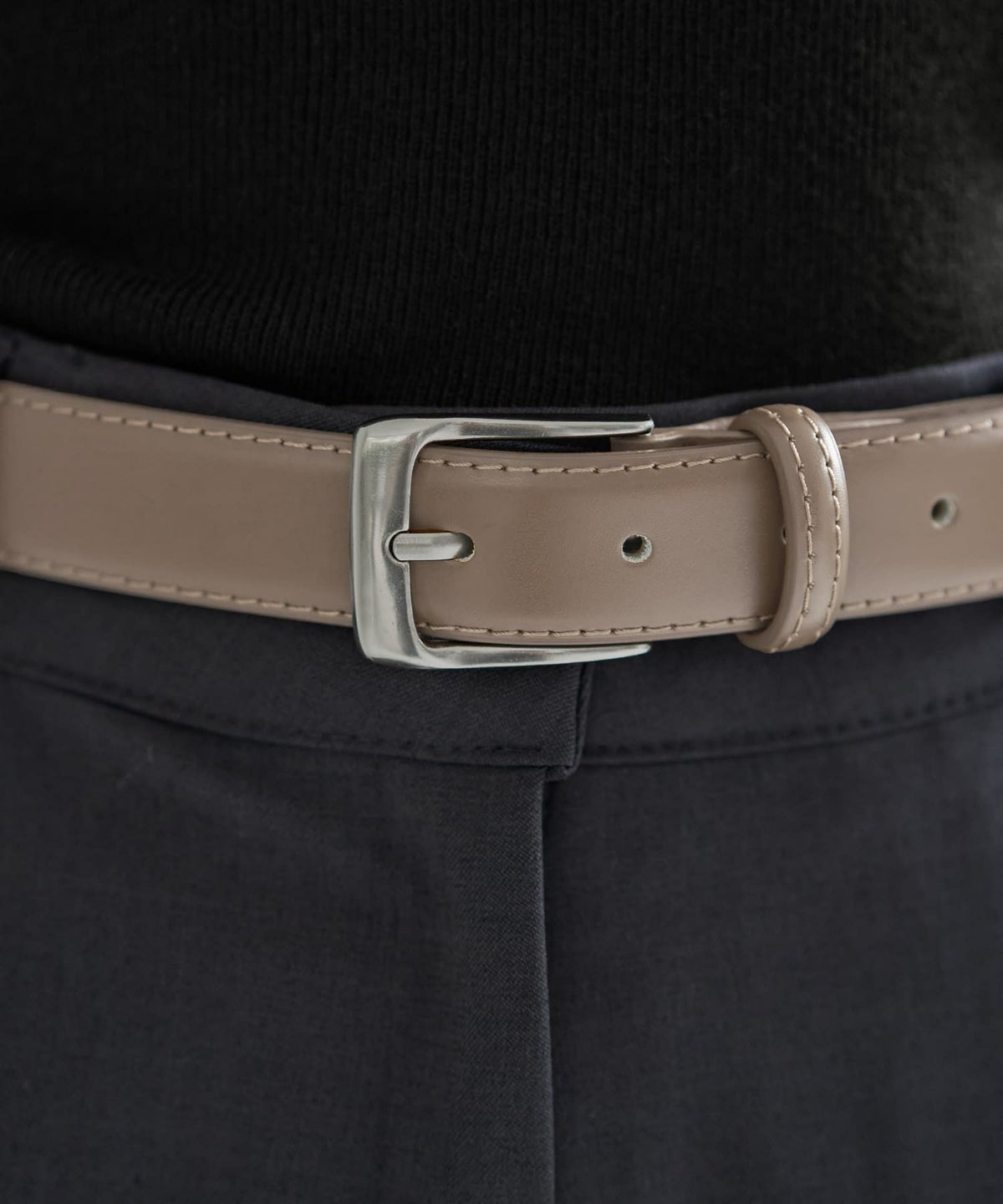 ミニマルリアルレザーベルト（シルバー）