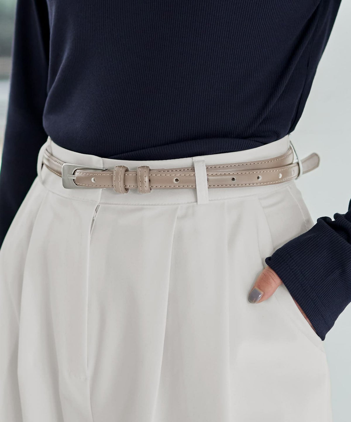 ミニマルスリムリアルレザーベルト