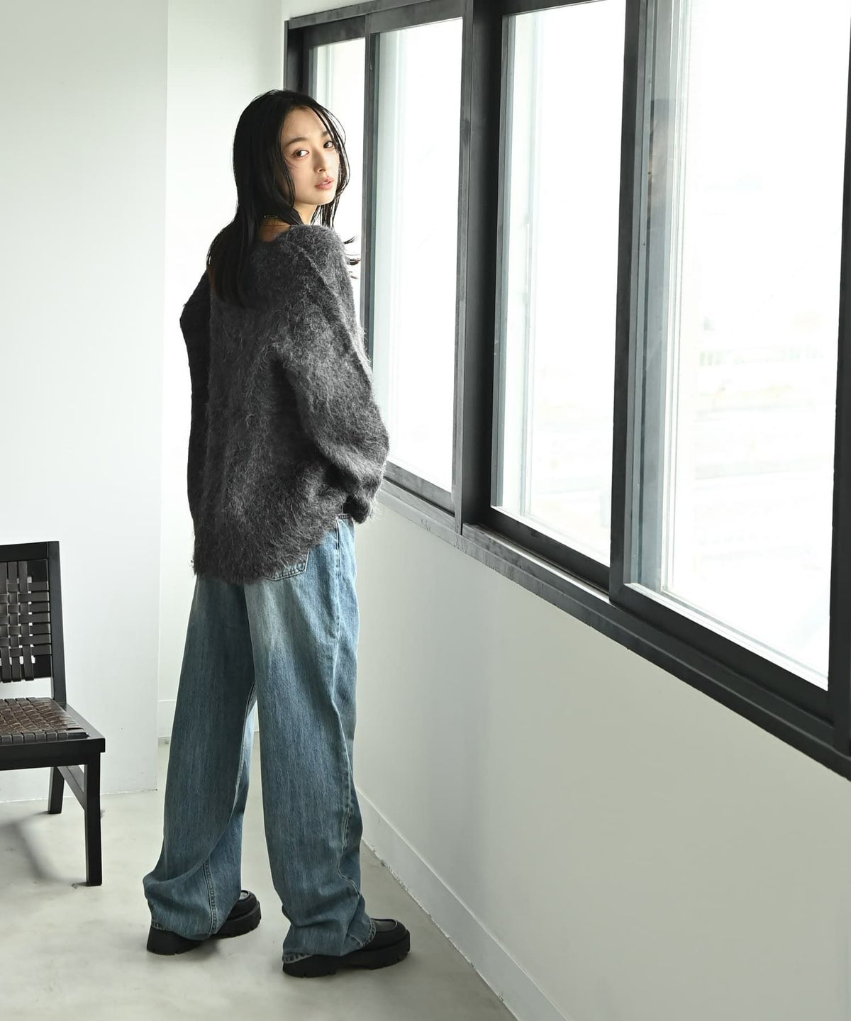 着用イメージ 167cm チャコール