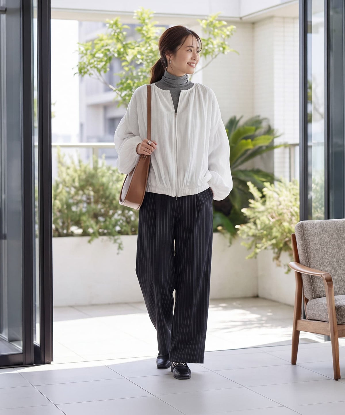 着用イメージ 163cm アイボリー