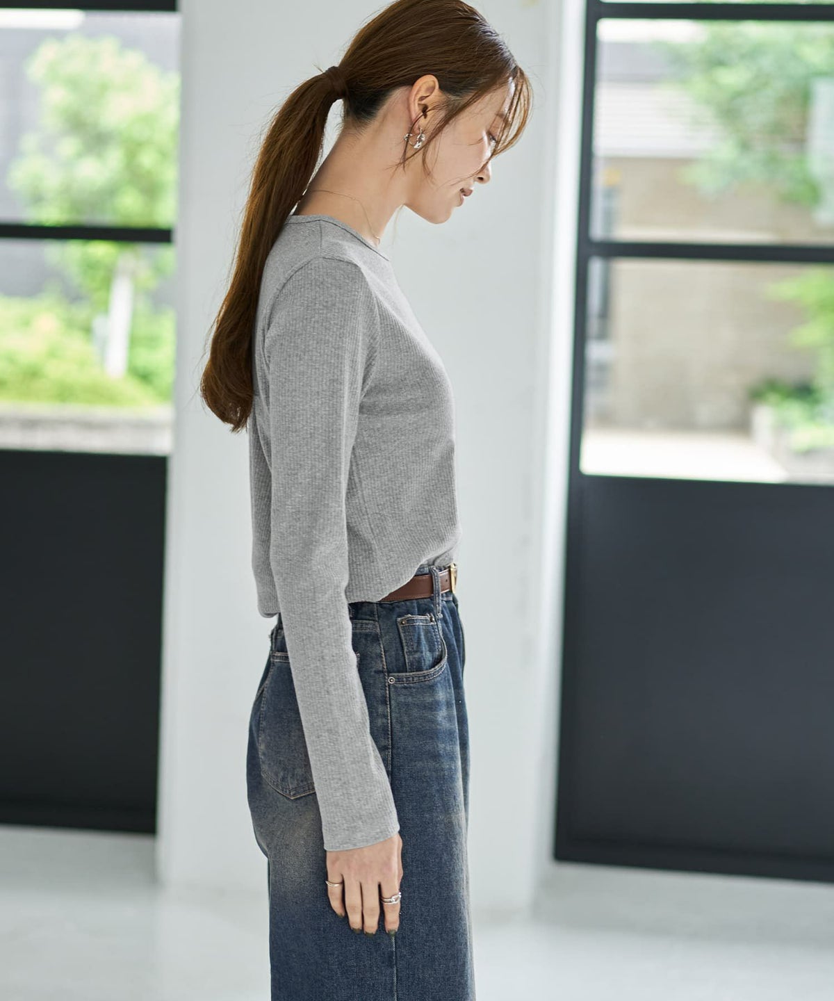 着用イメージ 166cm ライトグレー