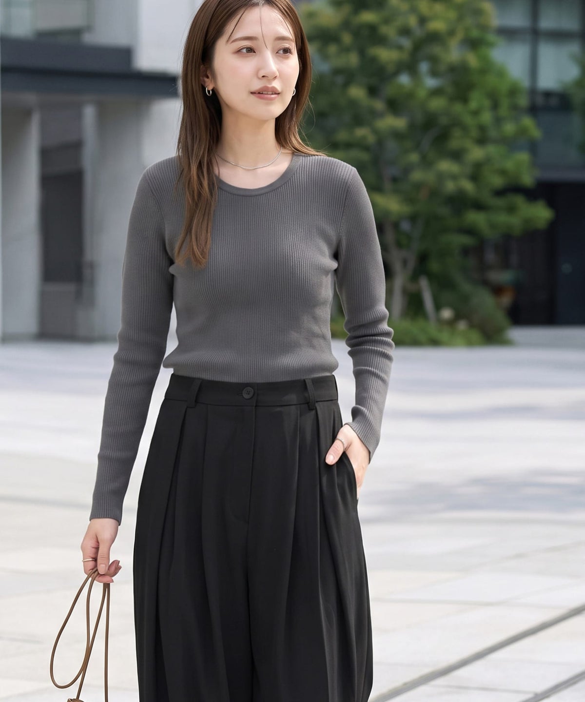 着用イメージ 163cm ダークグレー