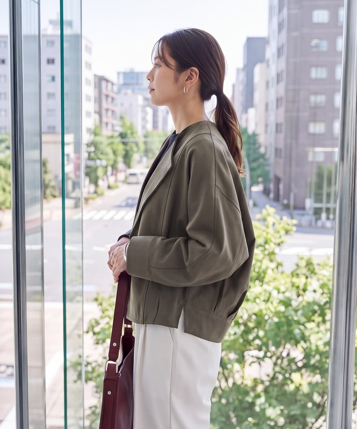 着用イメージ 163cm モカグレー
