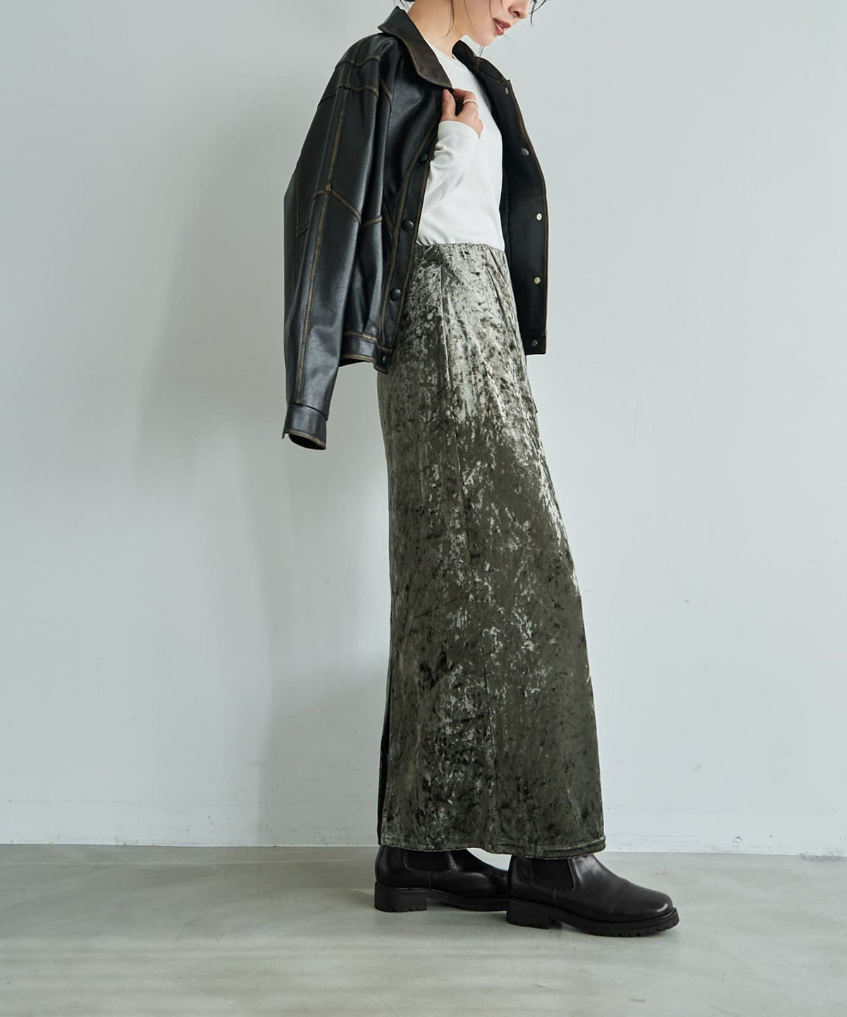 着用イメージ 166cm ダークカーキ 02サイズ