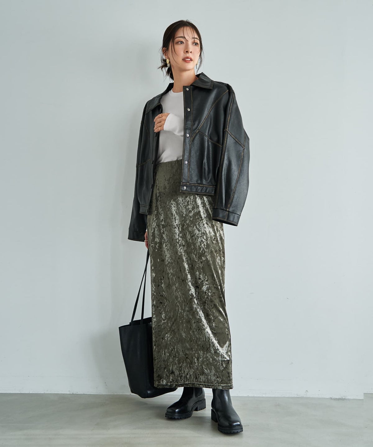 着用イメージ 163cm ダークカーキ 01