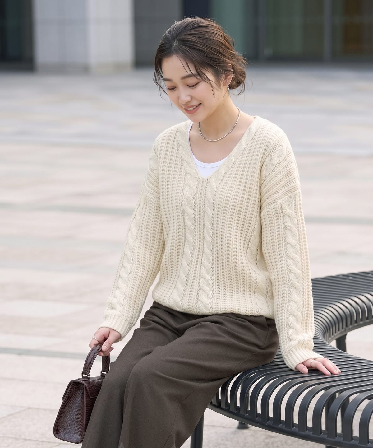 着用イメージ 163cm アイボリー