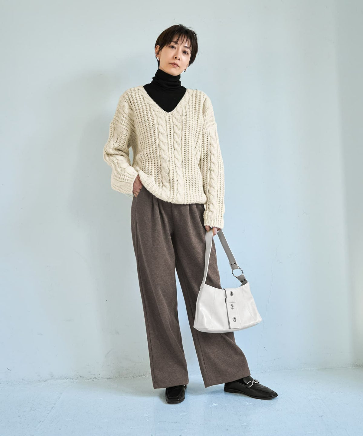 着用イメージ 167cm アイボリー