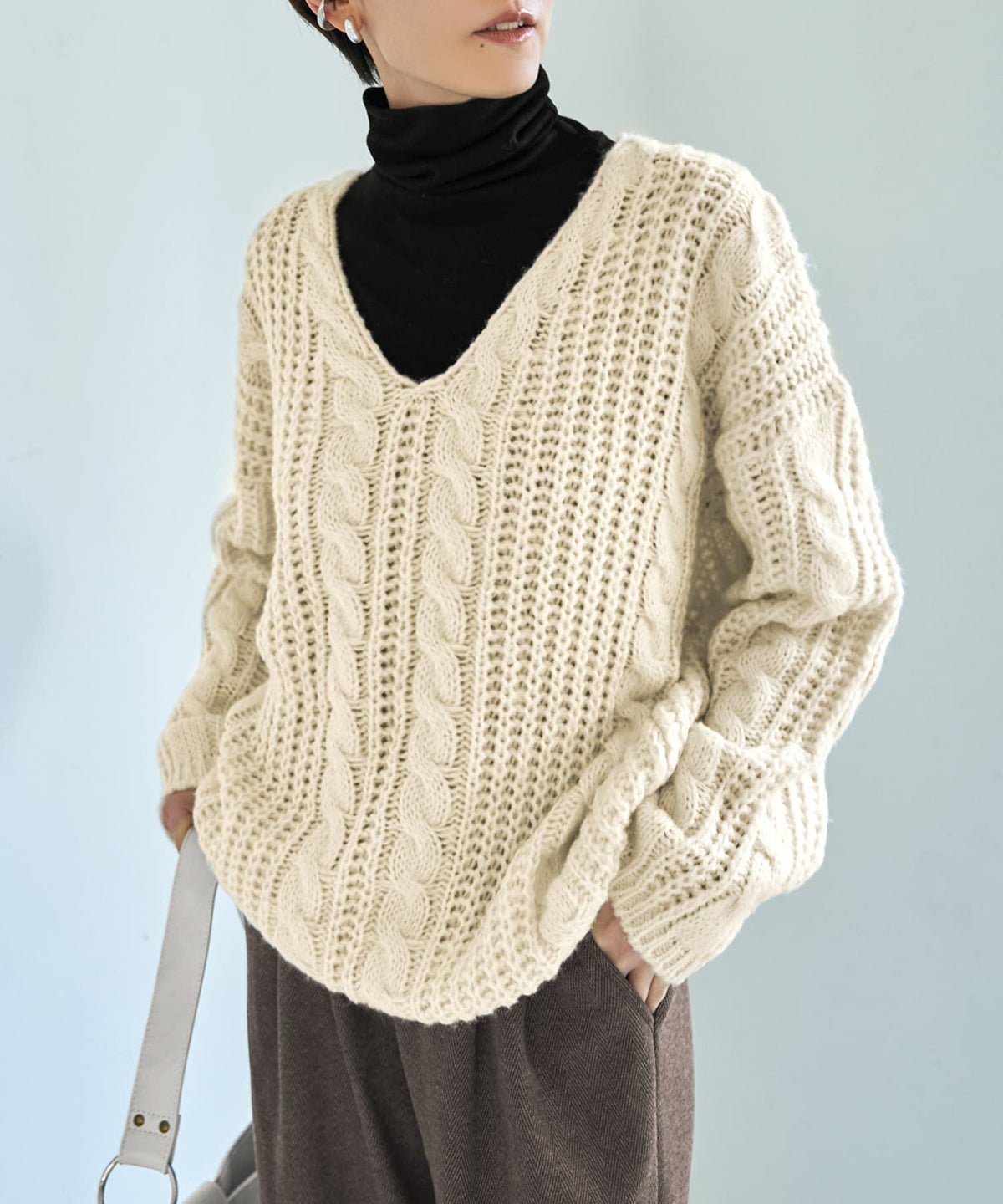 着用イメージ 167cm アイボリー