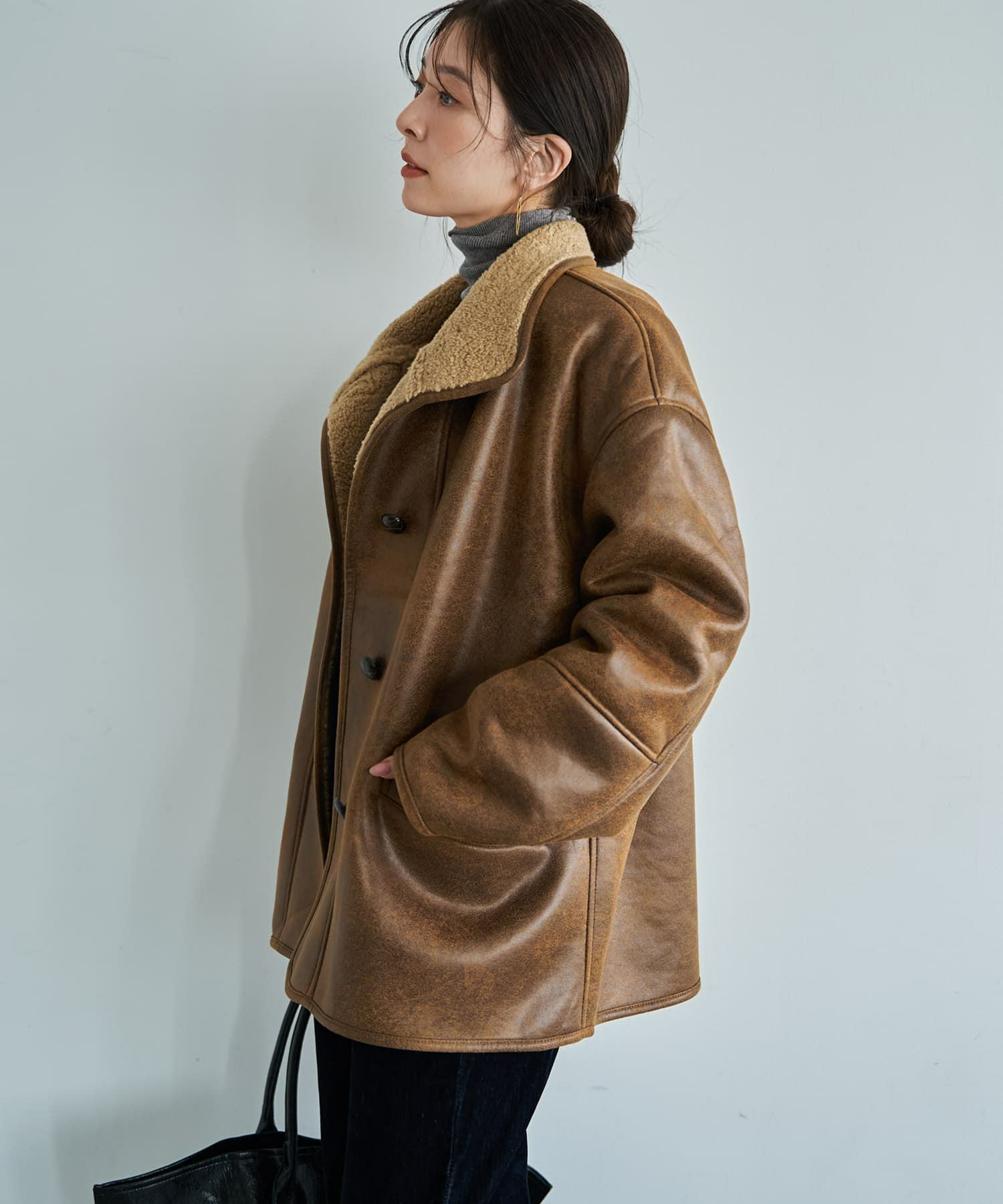 フェイクムートンオーバーコート | おしゃれな大人レディース