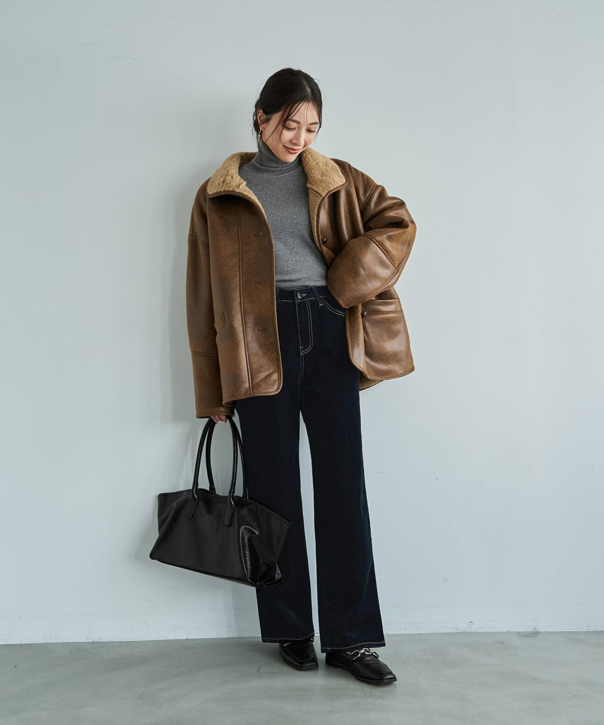 着用イメージ 166cm ブラウン