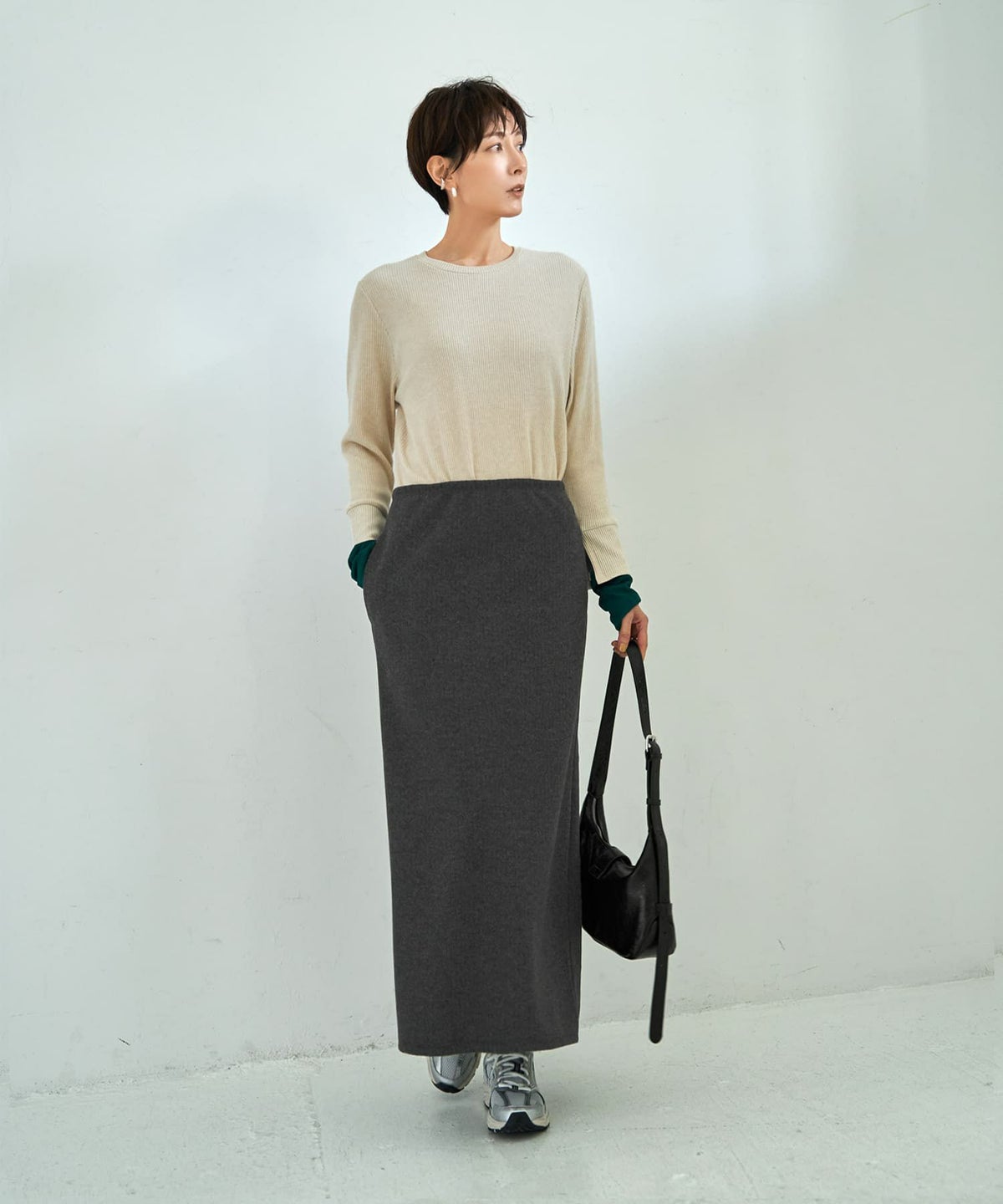 着用イメージ 167cm チャコール