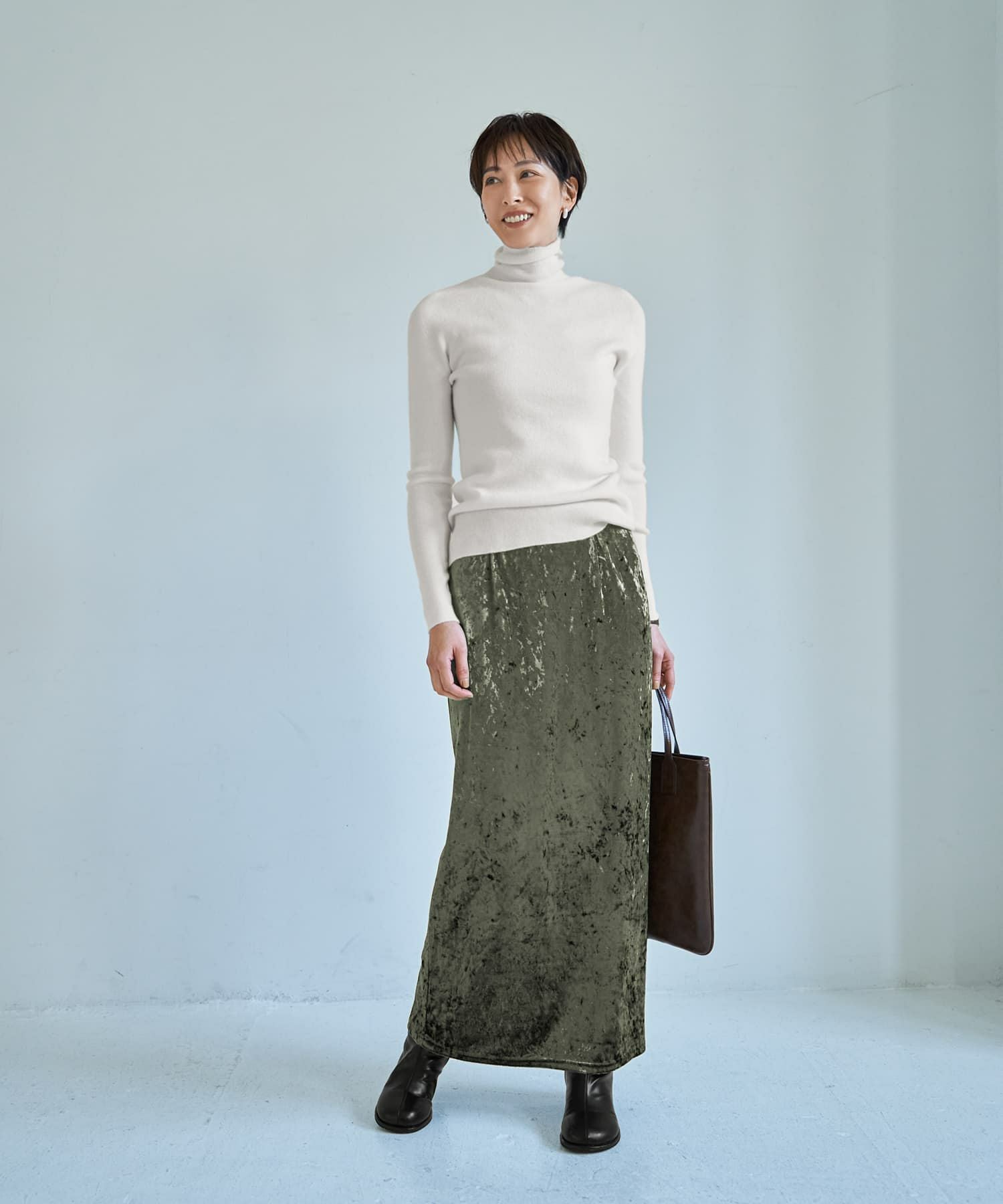 もっちりタートルリブニットトップス | おしゃれな大人レディース