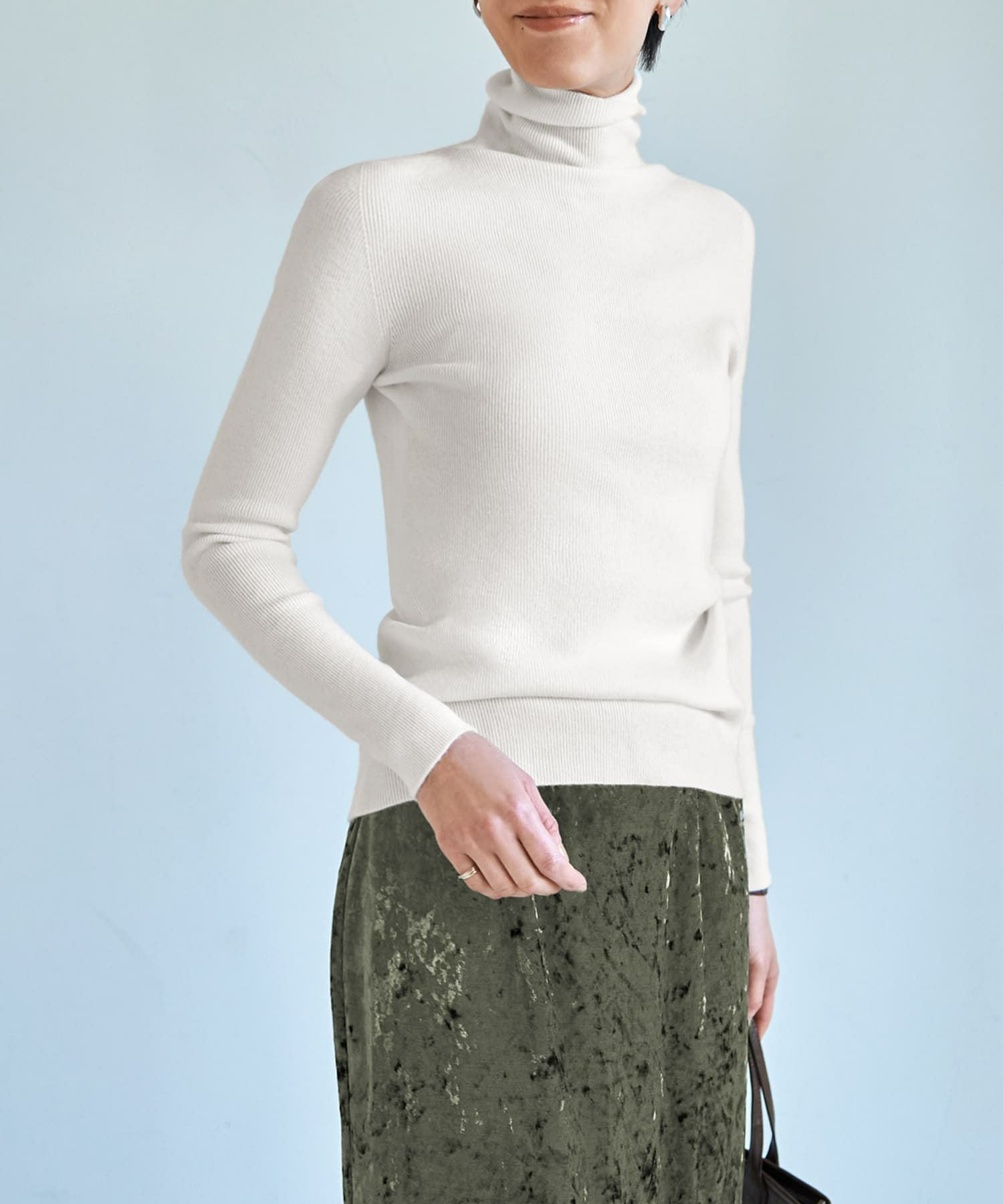 もっちりタートルリブニットトップス | おしゃれな大人レディース