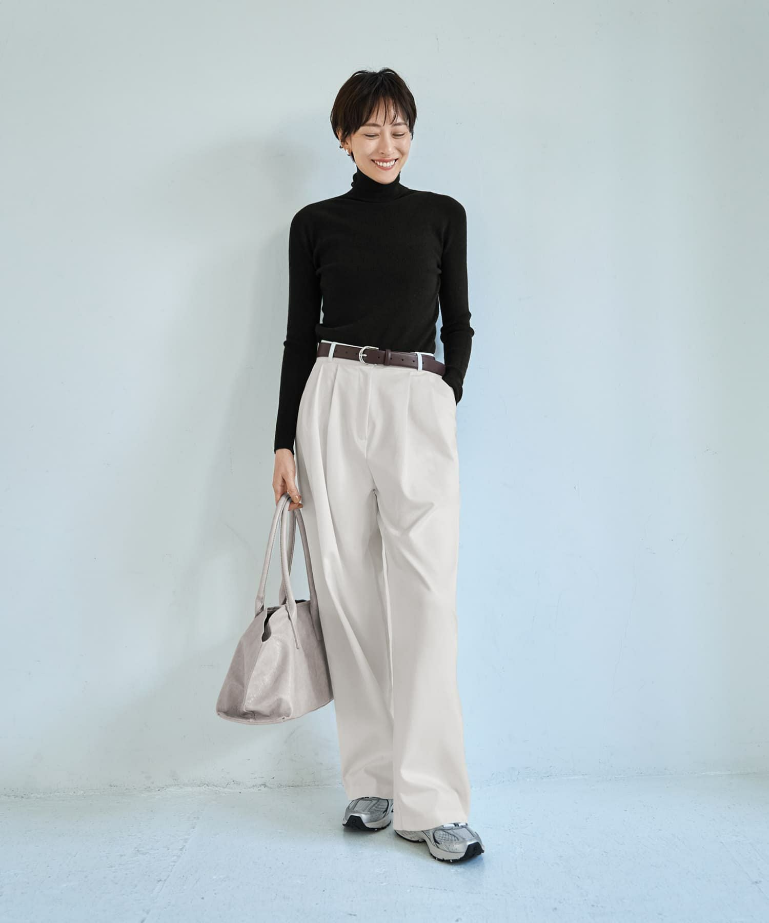 もっちりタートルリブニットトップス | おしゃれな大人レディース