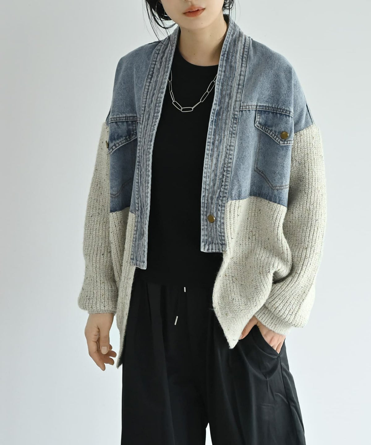 着用イメージ 167cm アイボリー