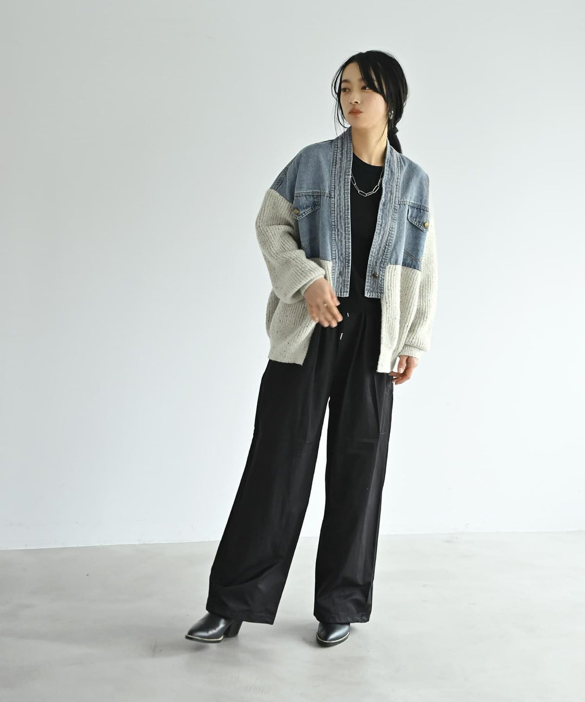 着用イメージ 167cm アイボリー