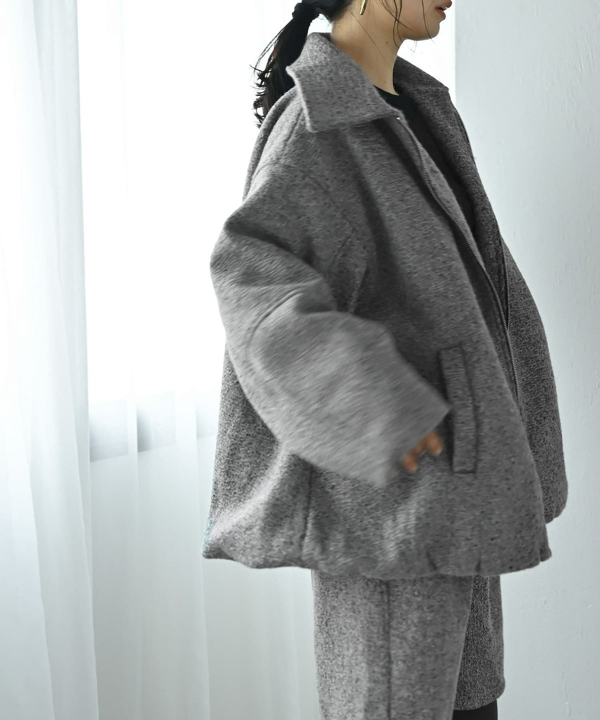 着用イメージ 167cm チャコール