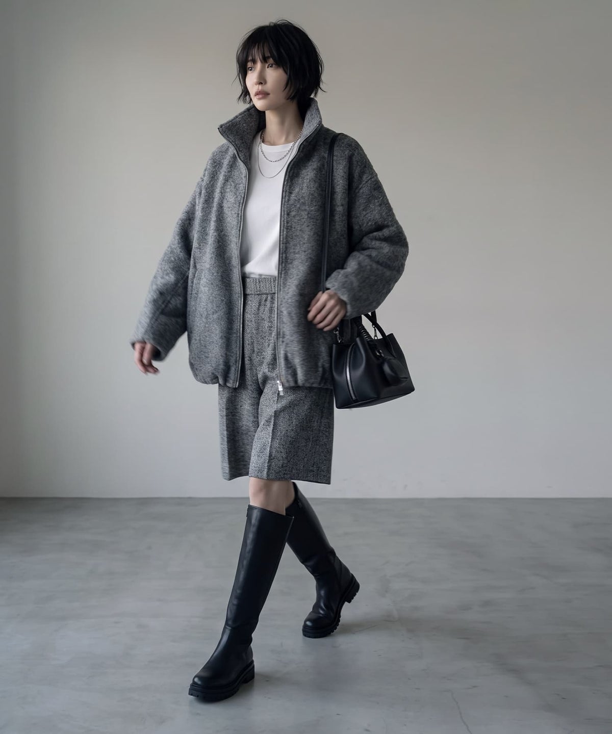 着用イメージ 170cm チャコール