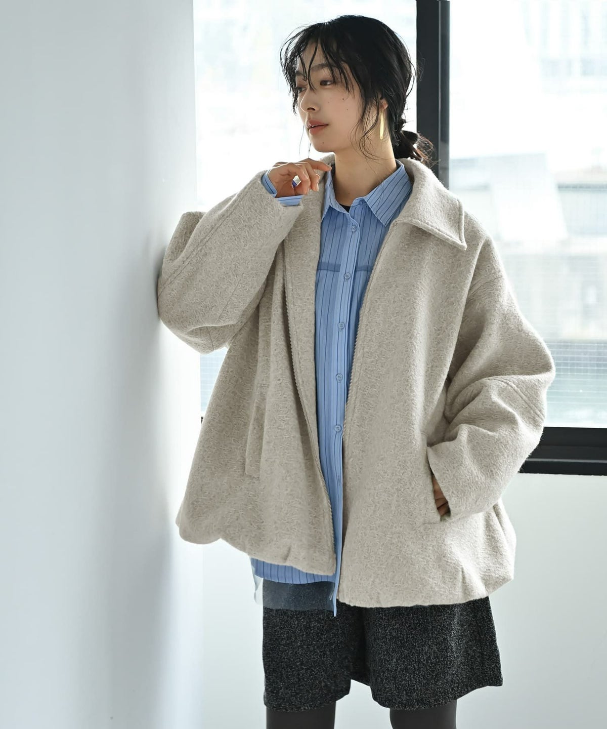 着用イメージ 167cm アイボリー