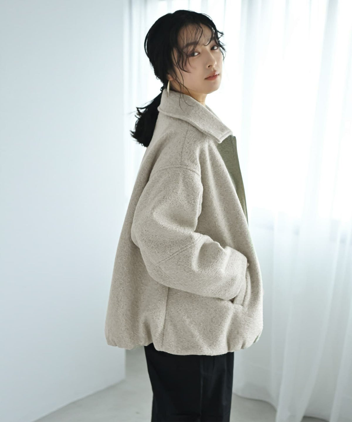 着用イメージ 167cm アイボリー