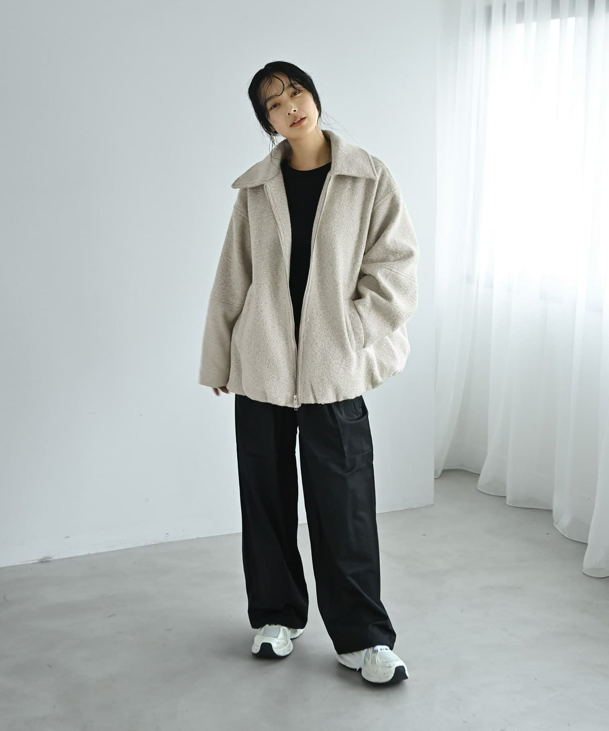 着用イメージ 167cm アイボリー