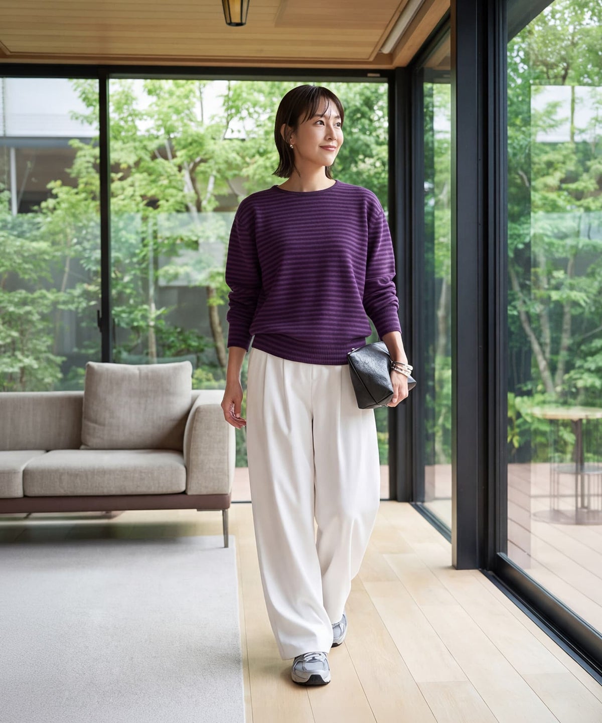 着用イメージ 163cm パープルミックス
