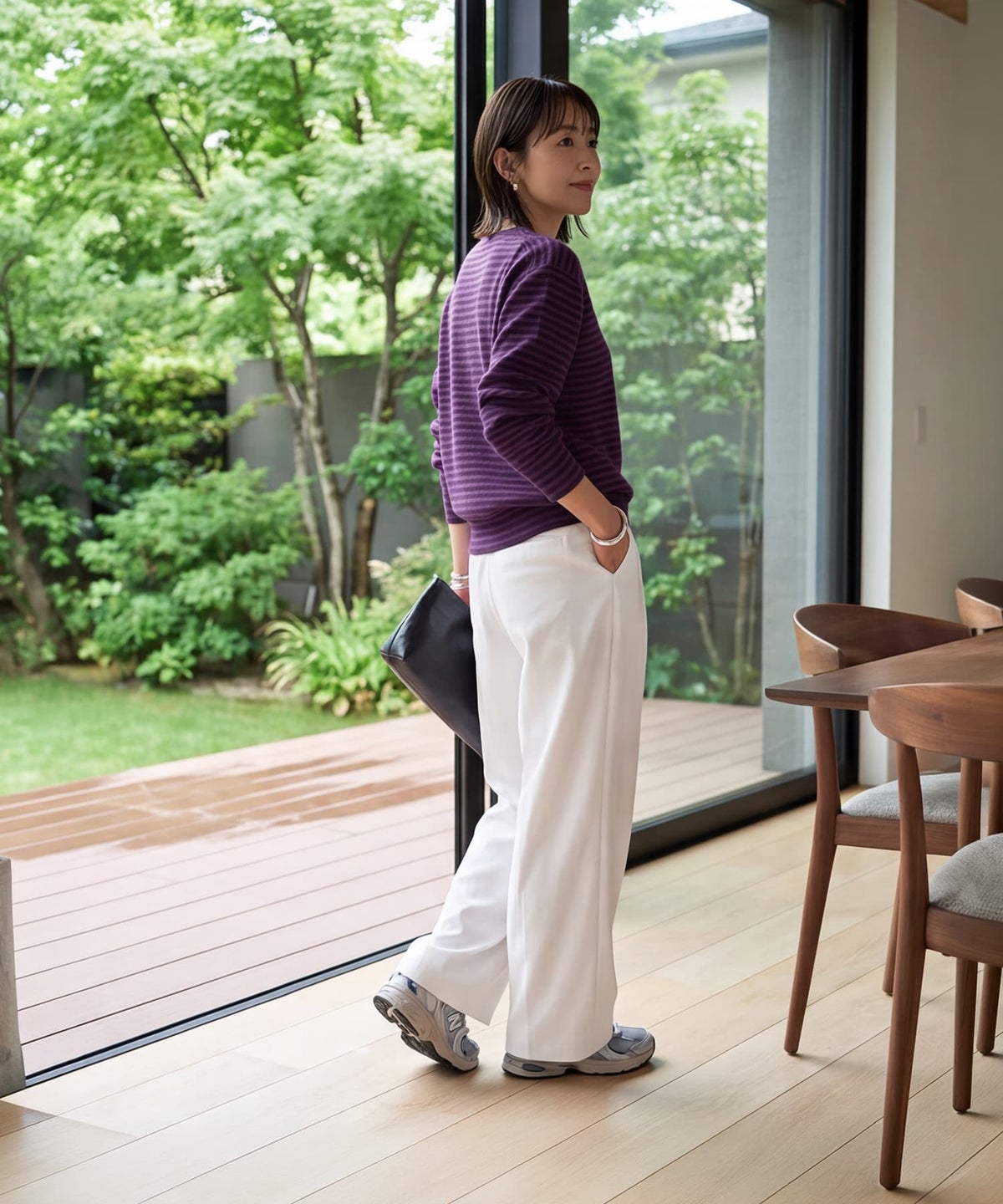 着用イメージ 163cm パープルミックス