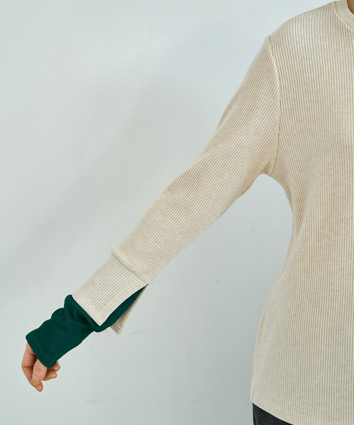 着用イメージ 167cm ライトベージュ×グリーン