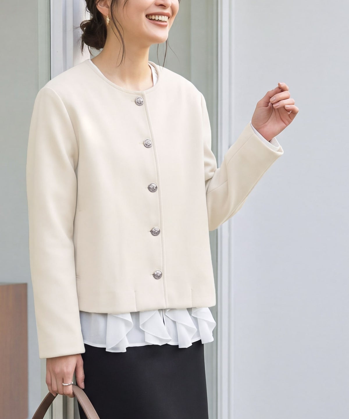 着用イメージ 163cm アイボリー