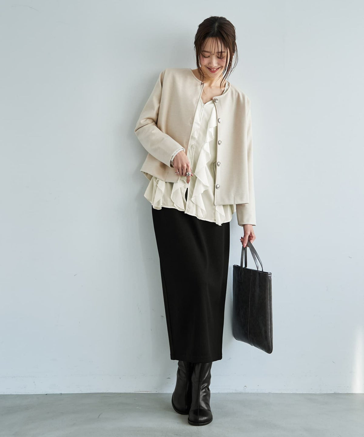 着用イメージ 165cm アイボリー