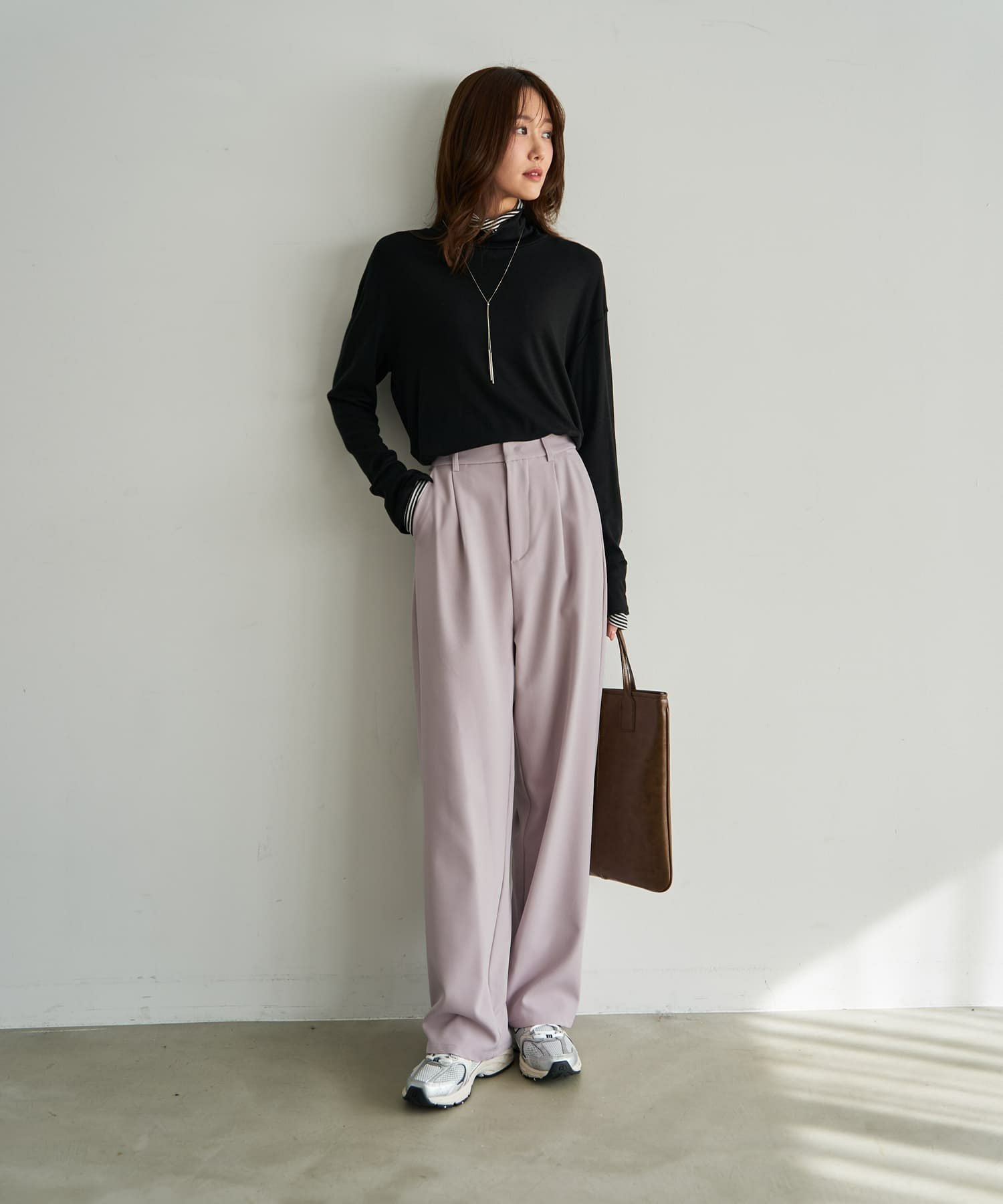 裏地付きストレッチツイルワイドパンツ | おしゃれな大人レディース