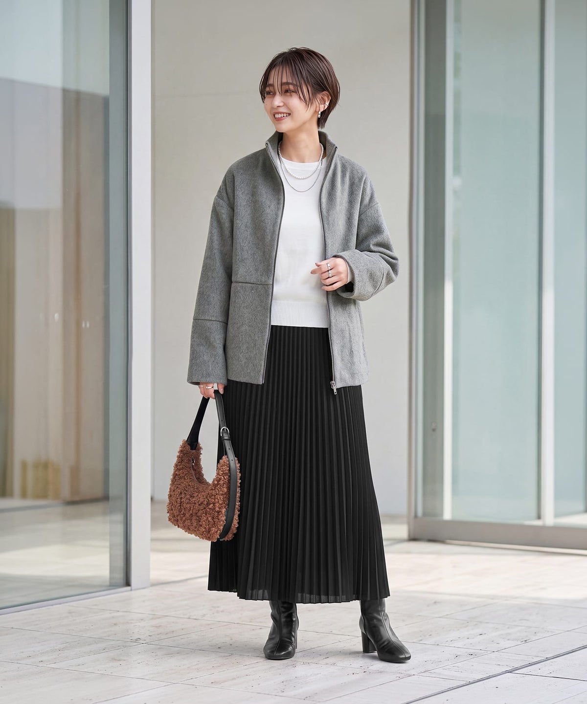 着用イメージ 163cm グレー