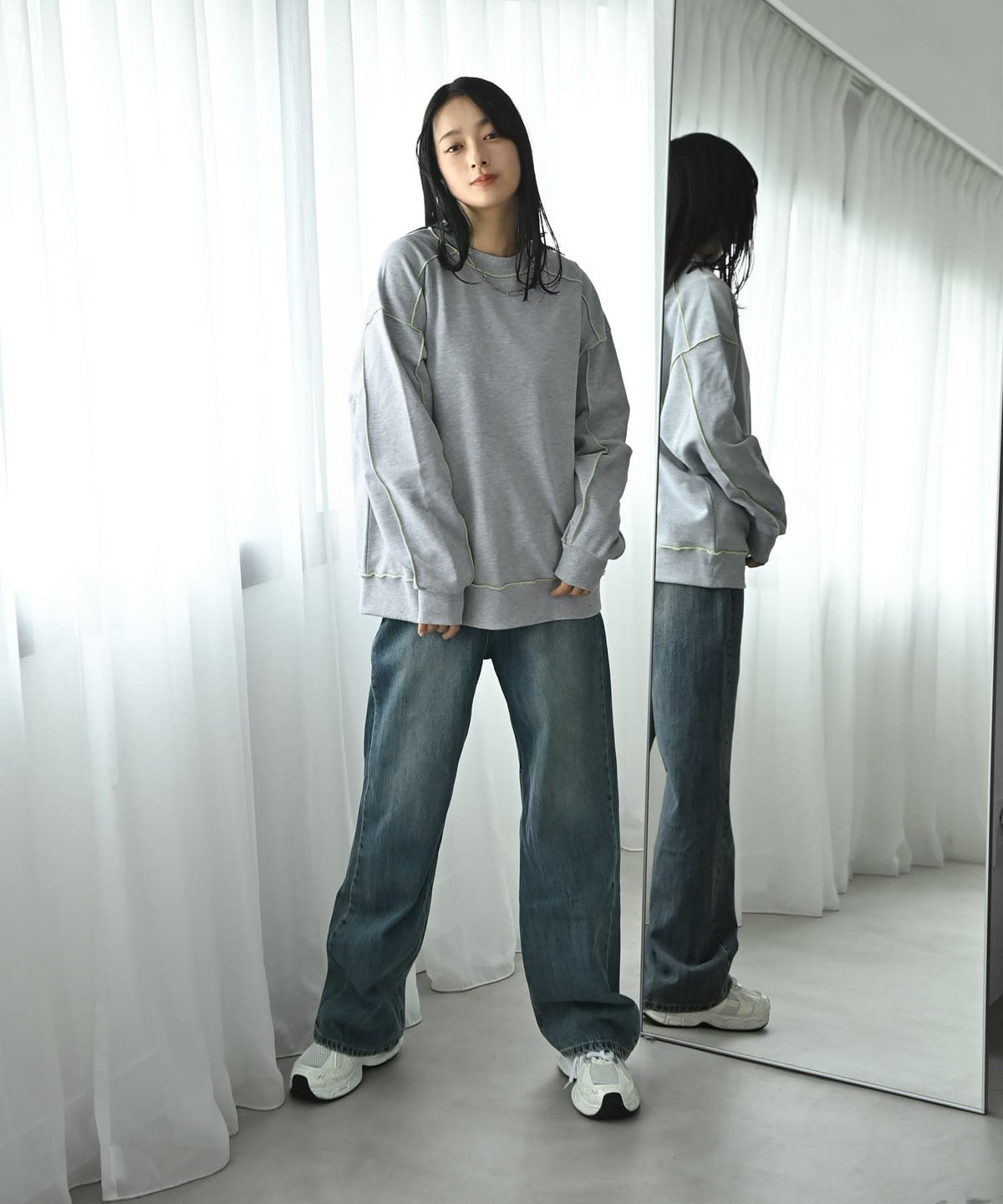 着用イメージ 167cm 杢グレー