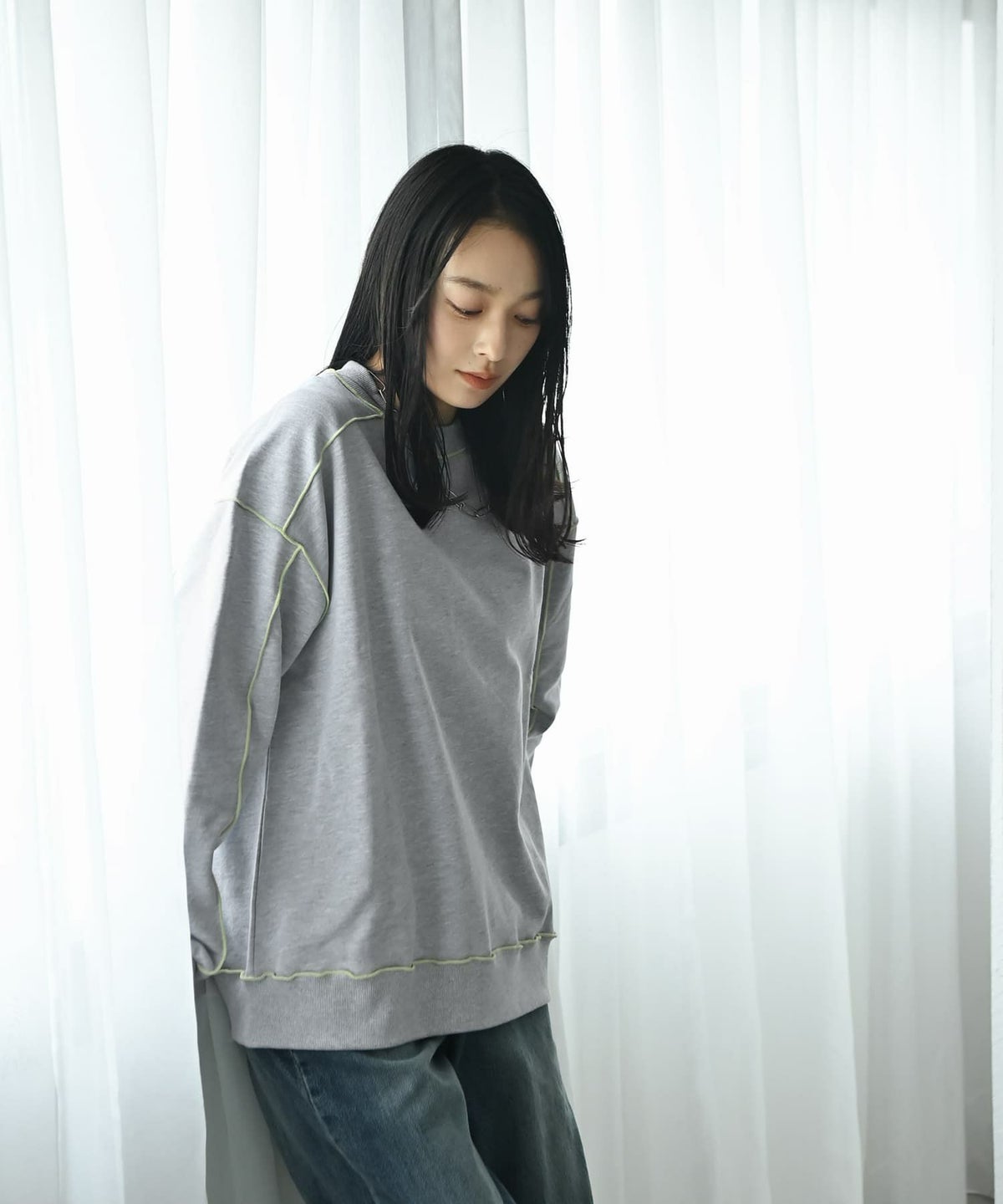 着用イメージ 167cm 杢グレー