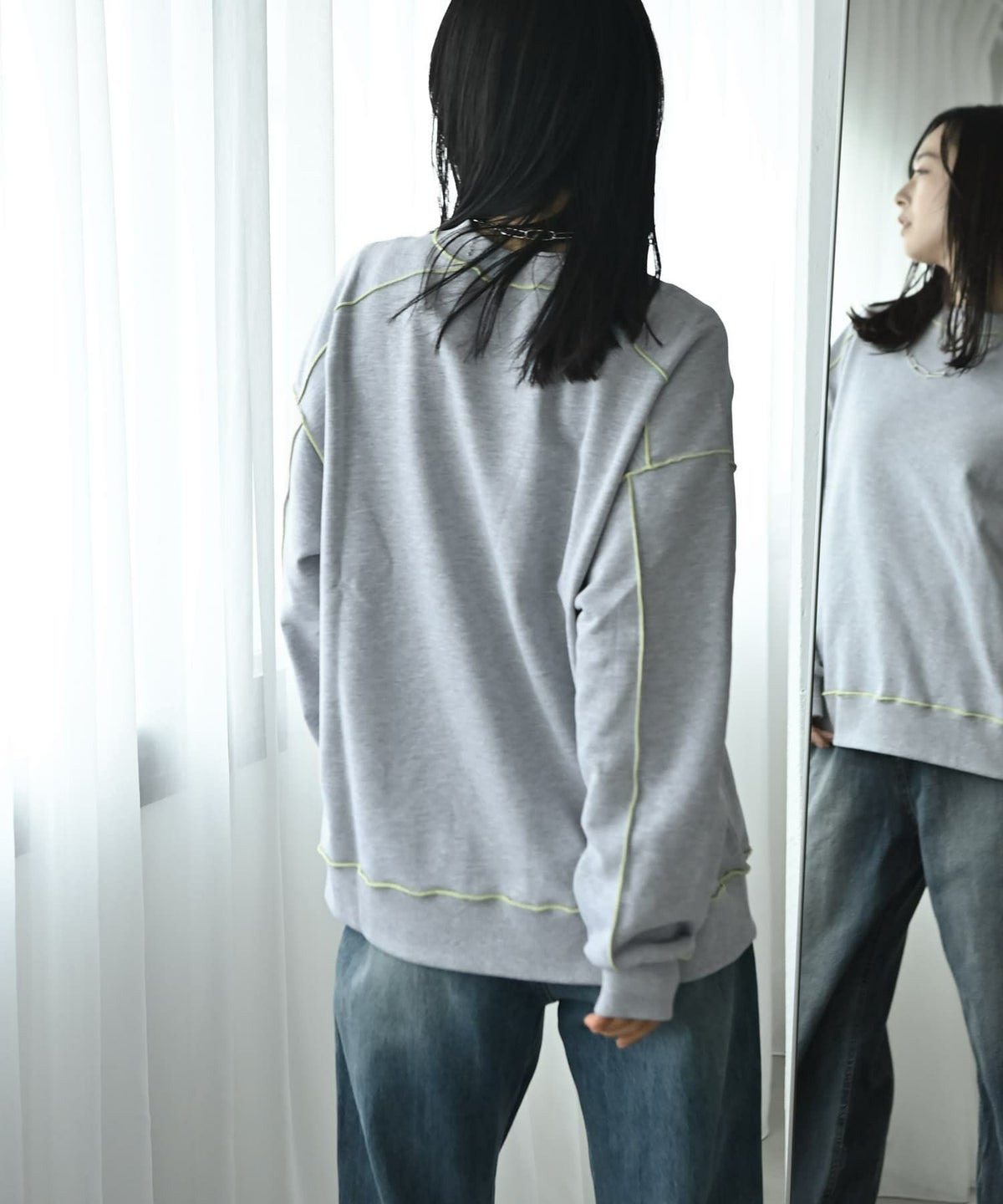 着用イメージ 167cm 杢グレー