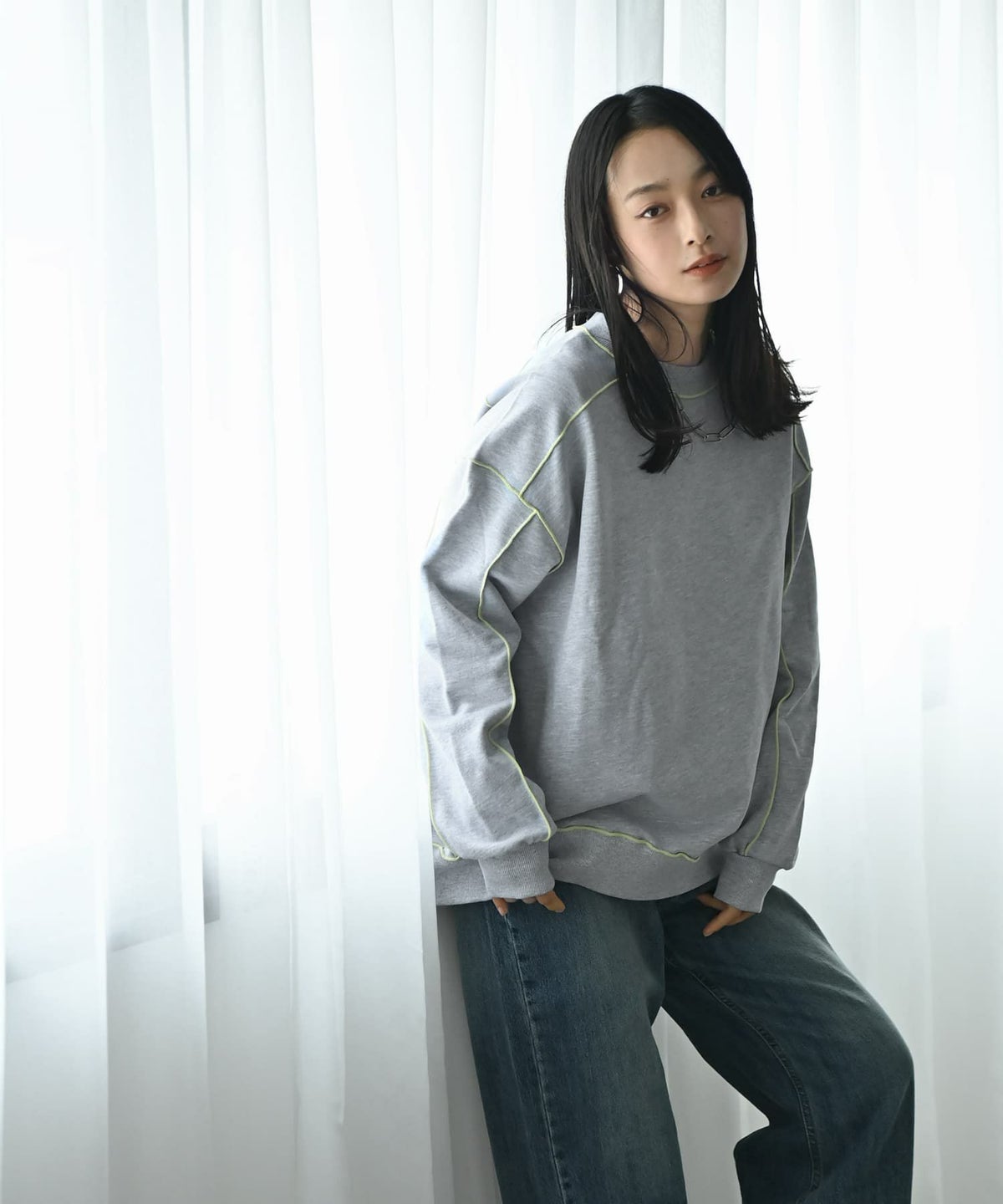 着用イメージ 167cm 杢グレー