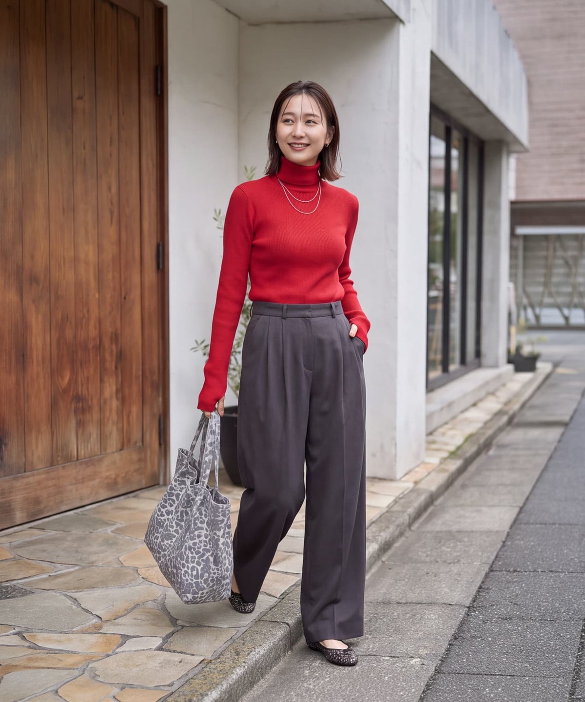 着用イメージ 163cm レッド