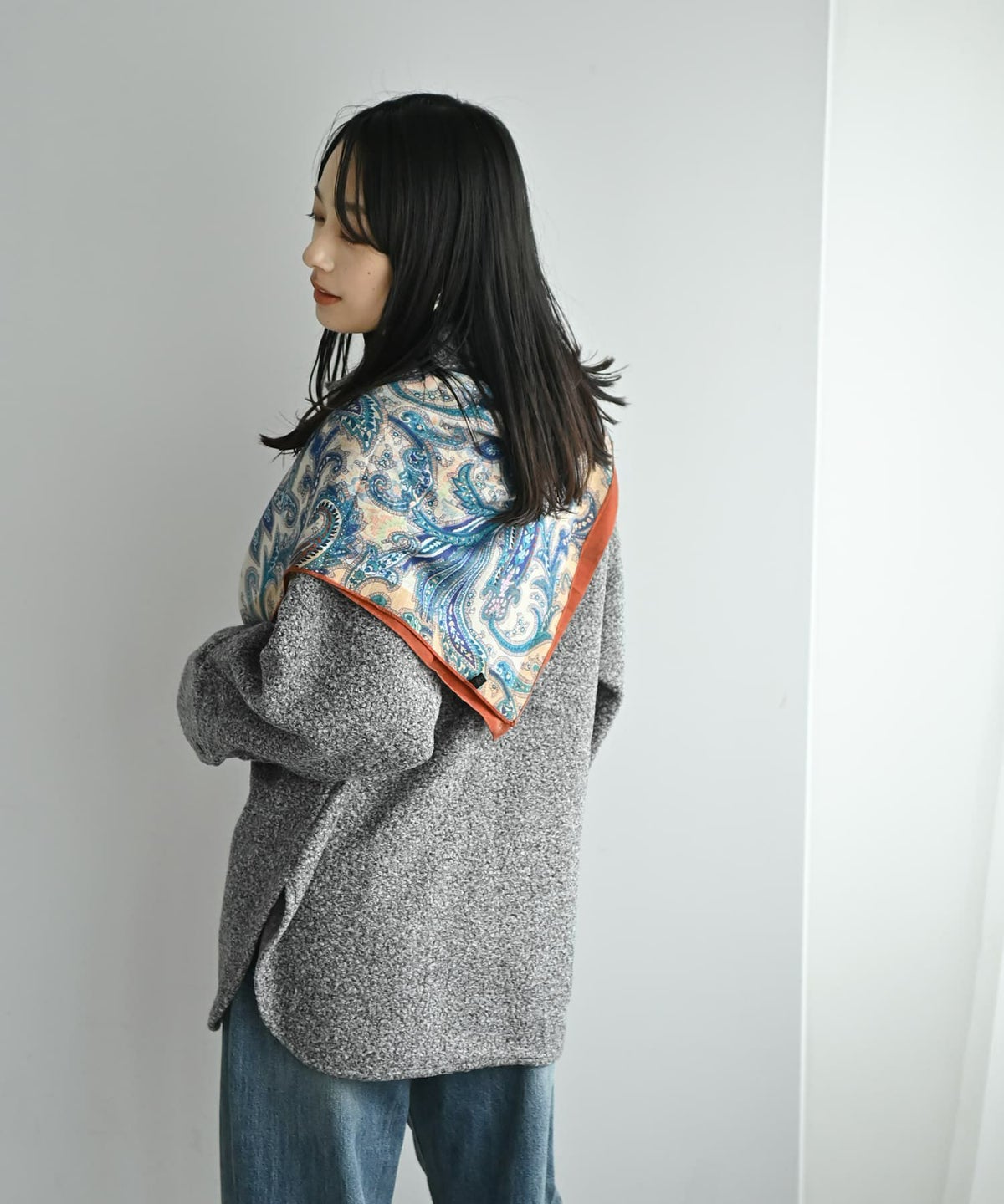 着用イメージ 167cm ブルー×オレンジ