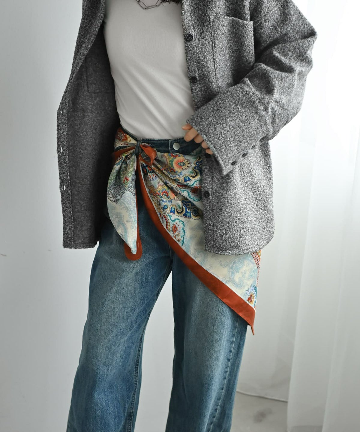 着用イメージ 167cm ブルー×オレンジ