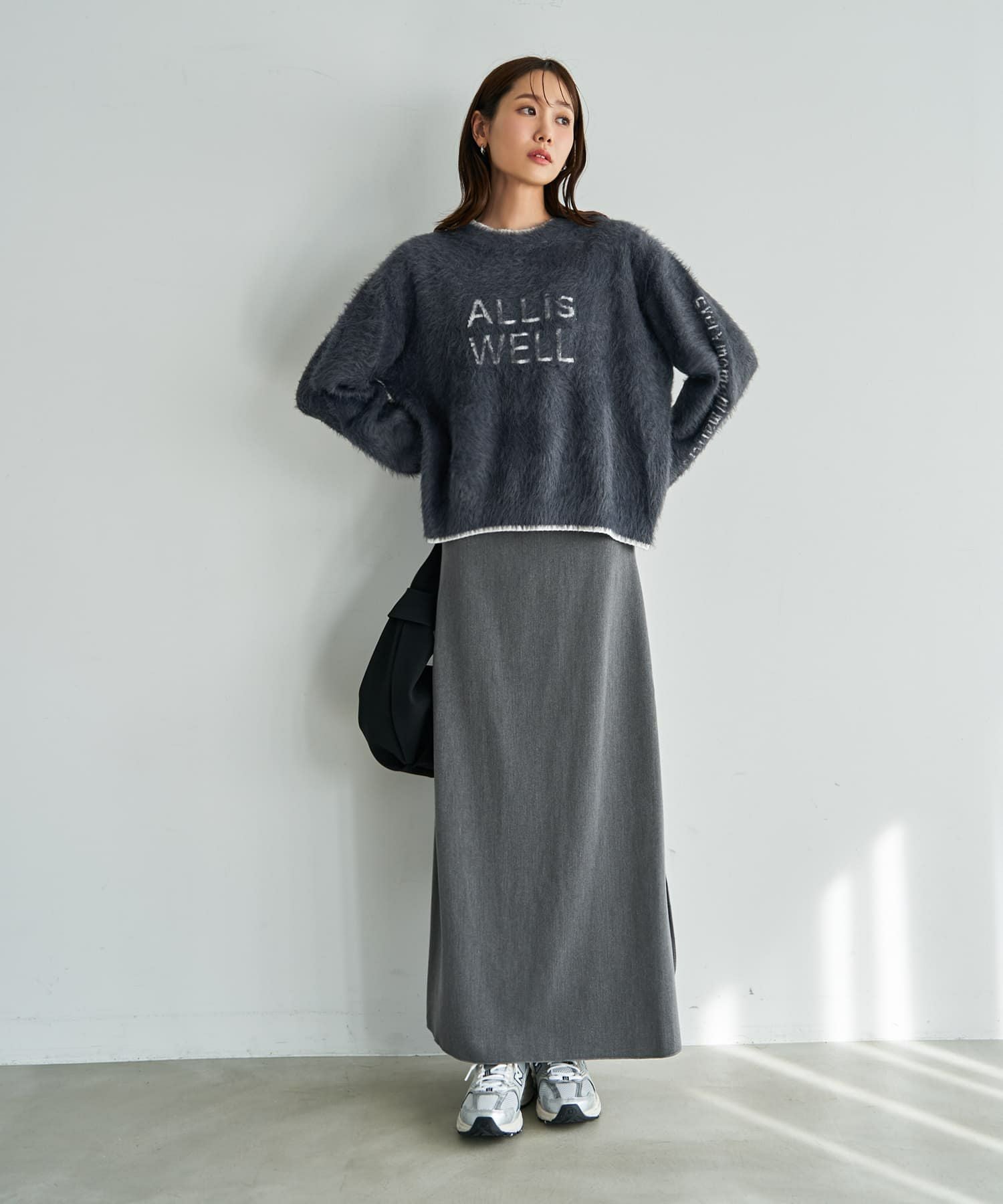 DIESEL グレー ロングスカート ナローAラインロングスカート | おしゃれな大人レディースファッション