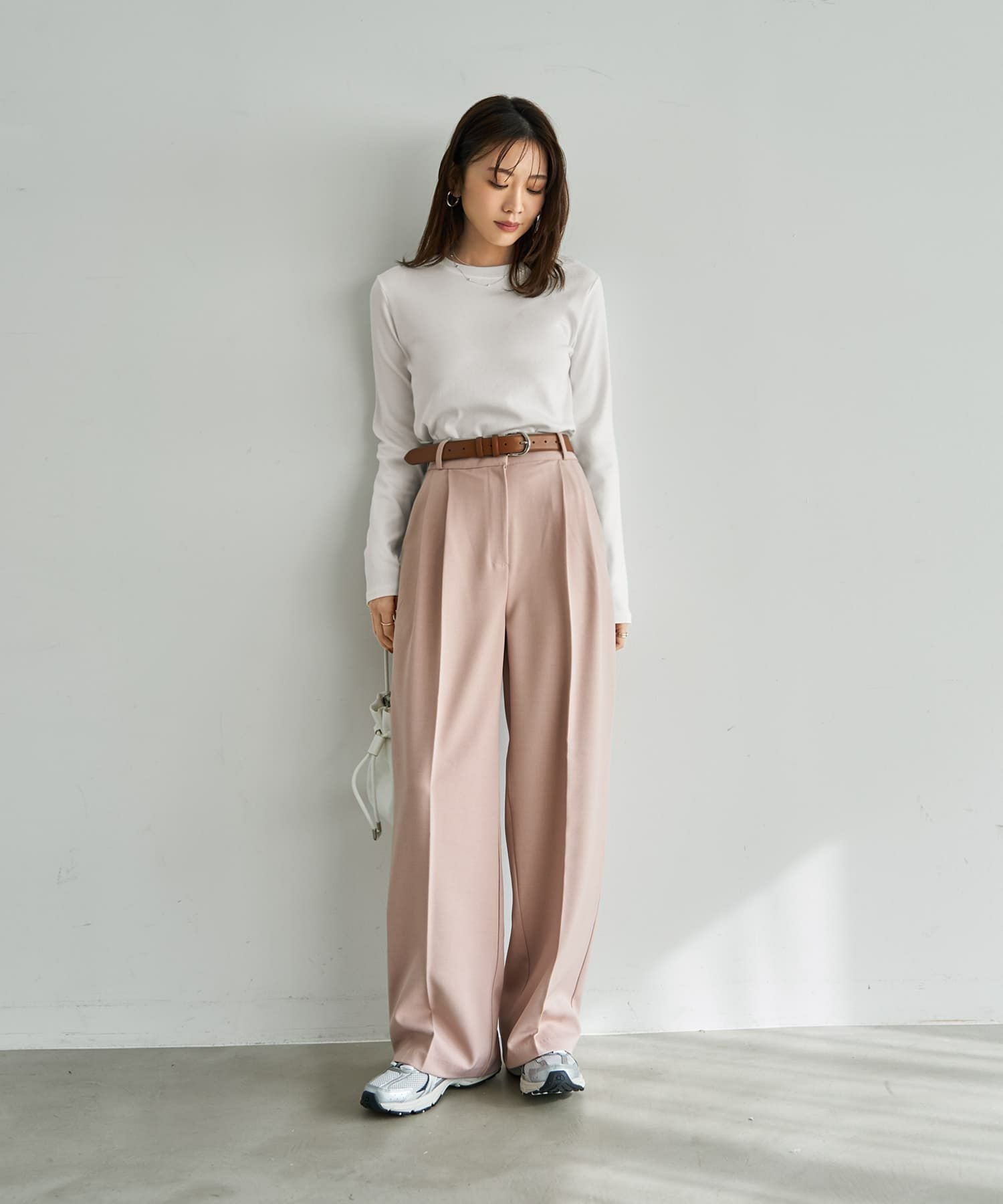 中厚地2タックワイドパンツB | おしゃれな大人レディースファッション