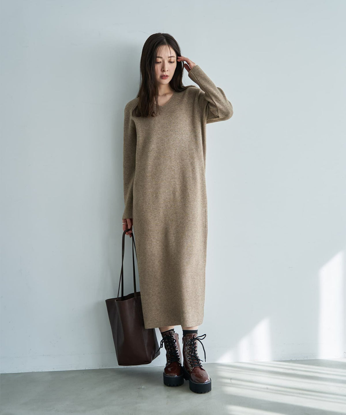 着用イメージ 166cm ブラウン