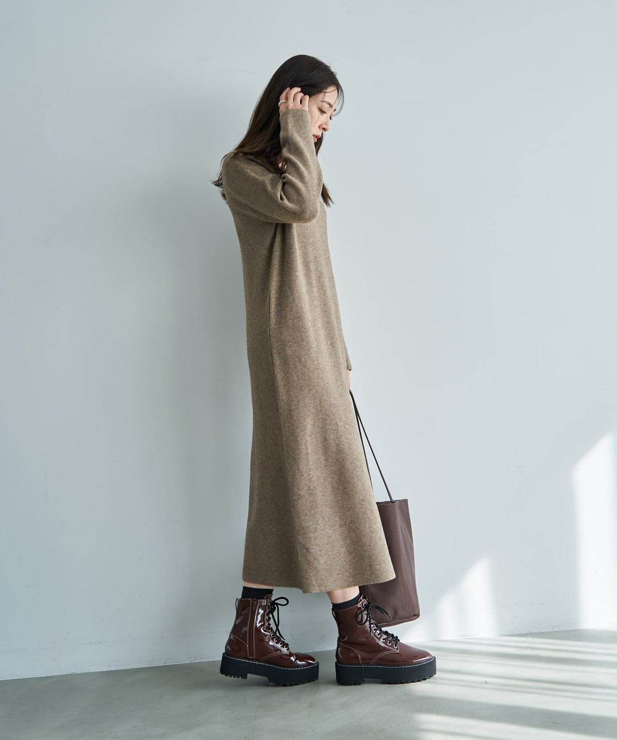 着用イメージ 166cm ブラウン