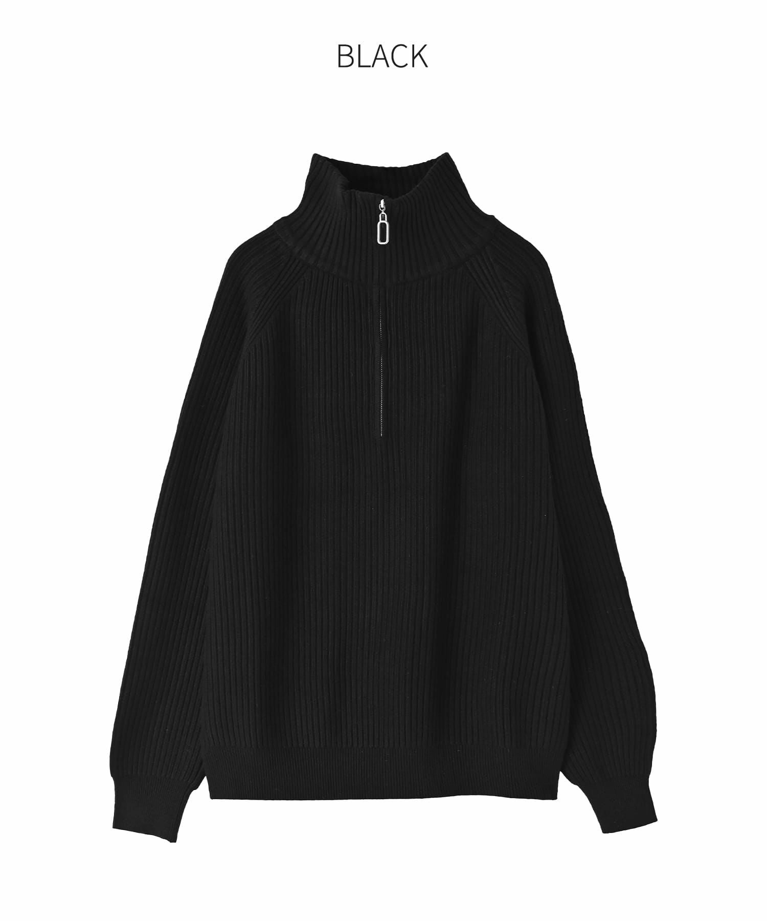 一部予約商品]スタンドネックジップニットトップス【3月中旬頃入荷