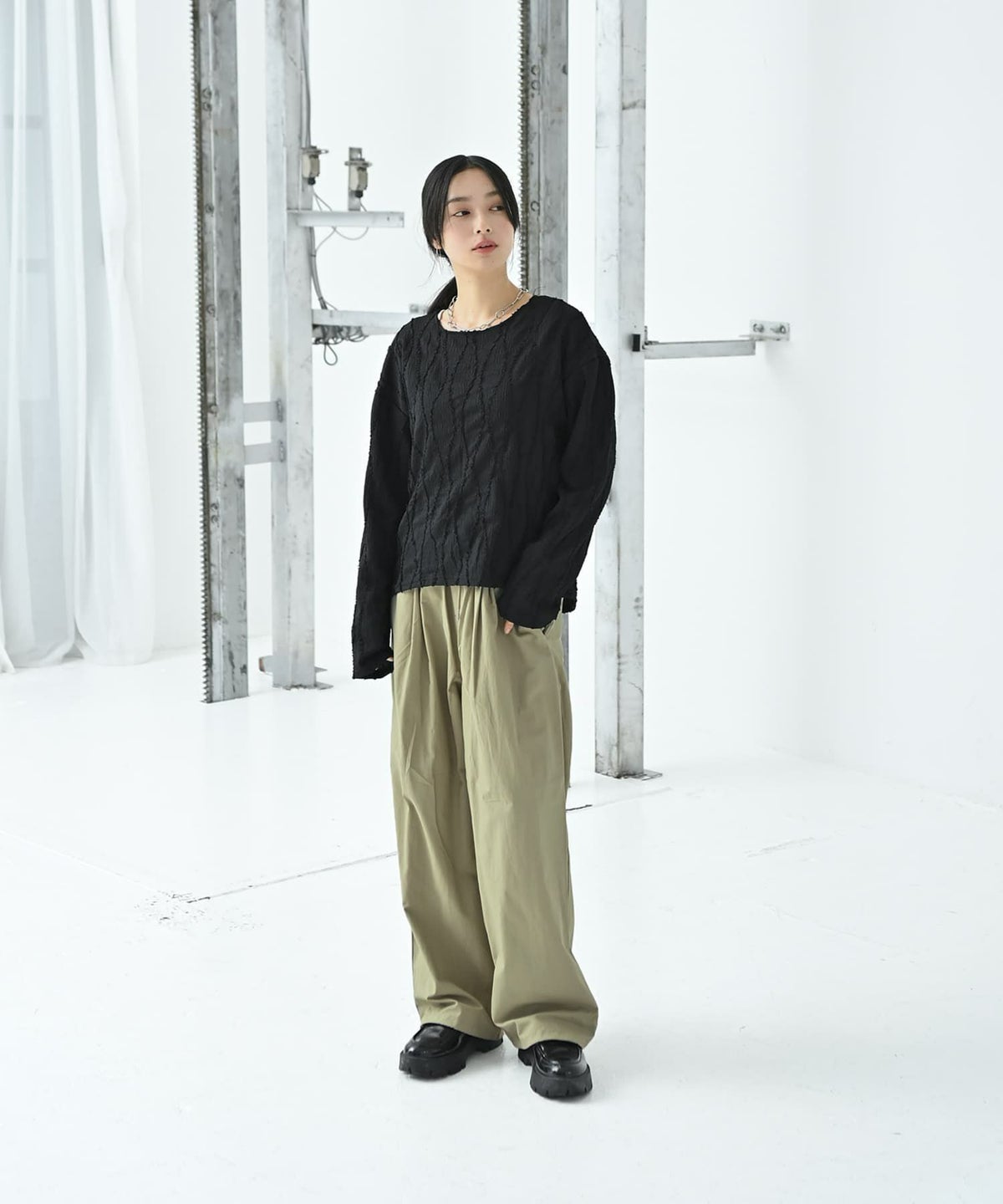 着用イメージ 167cm ベージュ