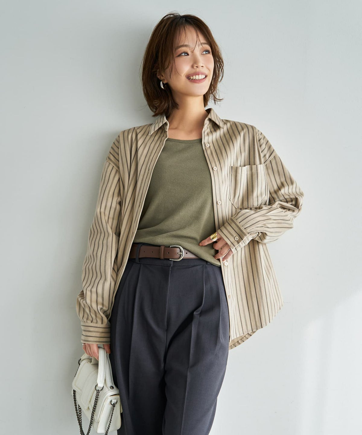 着用イメージ 167cm ベージュ